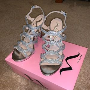 Nina Silver Glitter High Heels 7M